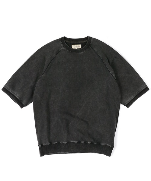 The DUFFER of ST.GEORGE（ザダファーオブセントジョージ）の「PIGMENT DYED POWDER WASH RAGLAN HALF SLEEVE SWEAT：ピグメントダイ ラグランスリーブ 半袖スウェット / 五分袖スウェット / ヴィンテージ加工（スウェット・メンズ・ブラック/ピンク・X-LARGE/LARGE/MEDIUM）」の9枚目の写真