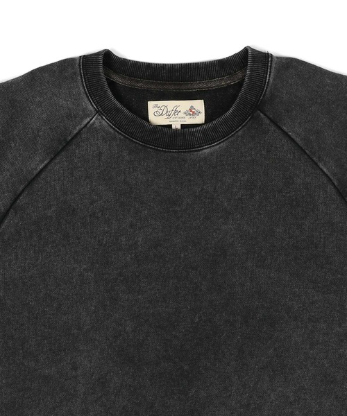 The DUFFER of ST.GEORGE（ザダファーオブセントジョージ）の「PIGMENT DYED POWDER WASH RAGLAN HALF SLEEVE SWEAT：ピグメントダイ ラグランスリーブ 半袖スウェット / 五分袖スウェット / ヴィンテージ加工（スウェット・メンズ・ブラック/ピンク・X-LARGE/LARGE/MEDIUM）」の11枚目の写真