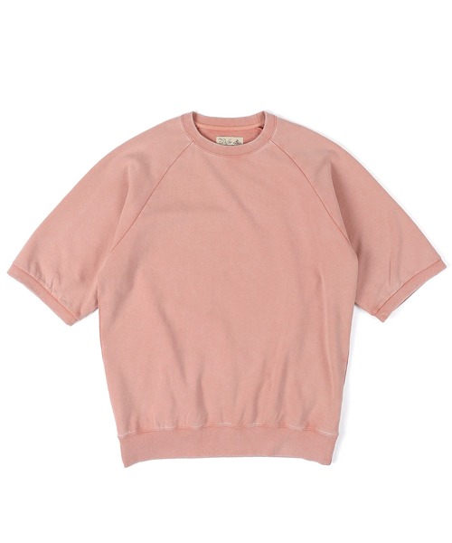 The DUFFER of ST.GEORGE（ザダファーオブセントジョージ）の「PIGMENT DYED POWDER WASH RAGLAN HALF SLEEVE SWEAT：ピグメントダイ ラグランスリーブ 半袖スウェット / 五分袖スウェット / ヴィンテージ加工（スウェット・メンズ・ブラック/ピンク・X-LARGE/LARGE/MEDIUM）」の10枚目の写真