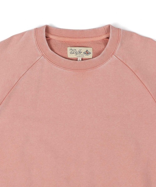 The DUFFER of ST.GEORGE（ザダファーオブセントジョージ）の「PIGMENT DYED POWDER WASH RAGLAN HALF SLEEVE SWEAT：ピグメントダイ ラグランスリーブ 半袖スウェット / 五分袖スウェット / ヴィンテージ加工（スウェット・メンズ・ブラック/ピンク・X-LARGE/LARGE/MEDIUM）」の12枚目の写真