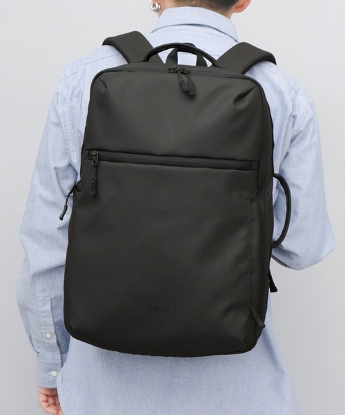 fulcro(フルクロ)の「撥水・耐水 自立型 マットコーティング ポリエステル ビジネスリュック A4・PC・PET収納 キャリーオン対応 adapt アダプト(ビジネスバッグ・メンズ・ブラック・FREE)」の12枚目の写真