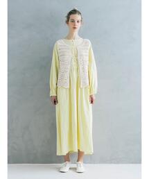 Samansa Mos2（サマンサ モスモス）の「【Cross×Linen】ギャザーワンピース（ワンピース）」