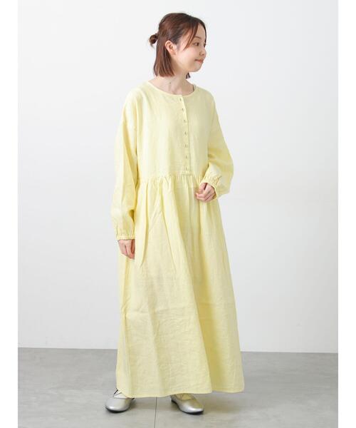 セール】【Cross×Linen】ギャザーワンピース（ワンピース）｜Samansa