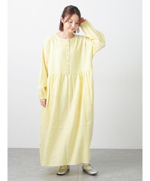 セール】【Cross×Linen】ギャザーワンピース（ワンピース）｜Samansa
