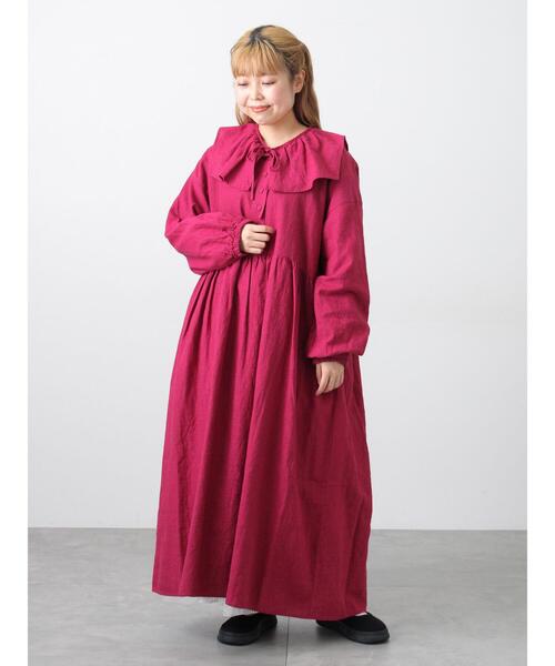 セール】【Cross×Linen】ギャザーワンピース（ワンピース）｜Samansa