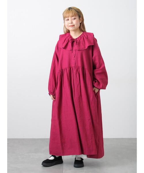 セール】【Cross×Linen】ギャザーワンピース（ワンピース）｜Samansa