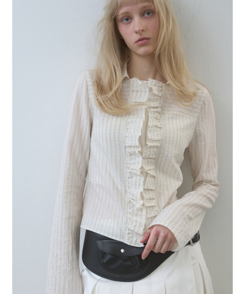 Ruffle Detail Shirt Light Beige（シャツ/ブラウス）｜Kijun 