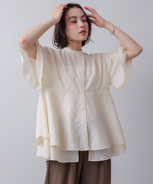 Bou Jeloud(ブージュルード)の「ヘムレイヤードシャツ(シャツ/ブラウス・レディース・ブラック/アイボリー・MEDIUM)」の6枚目の写真