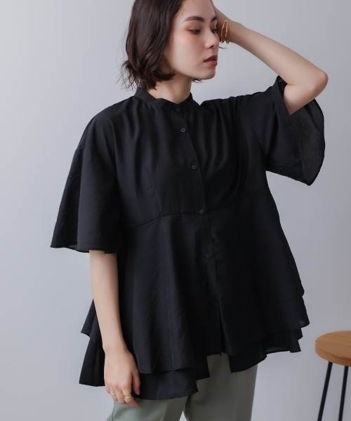 Bou Jeloud(ブージュルード)の「ヘムレイヤードシャツ(シャツ/ブラウス・レディース・ブラック/アイボリー・MEDIUM)」の19枚目の写真