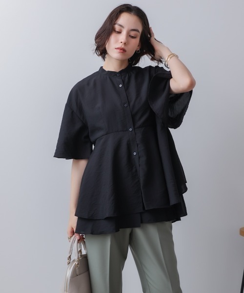 Bou Jeloud(ブージュルード)の「ヘムレイヤードシャツ(シャツ/ブラウス・レディース・ブラック/アイボリー・MEDIUM)」の21枚目の写真