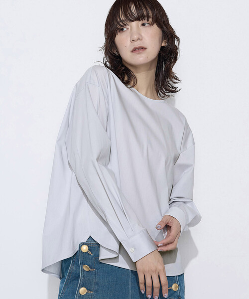 COMME CA Wardrobe(コムサワードローブ)の「トリコット ジャージーブラウス(シャツ/ブラウス・レディース・ホワイト/ピンク/ライトグレー・FREE)」の2枚目の写真