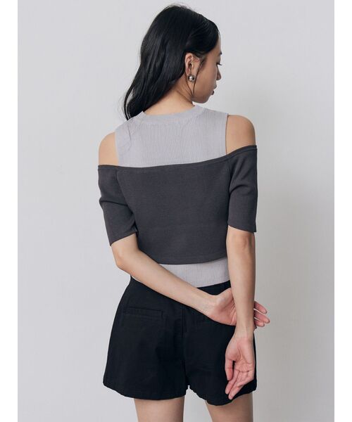 MURUA(ムルーア)の「オフショルカーデドッキングニット 夏服(ニット/セーター・レディース・レッド/グレー/ブラック/アイボリー・FREE)」の14枚目の写真