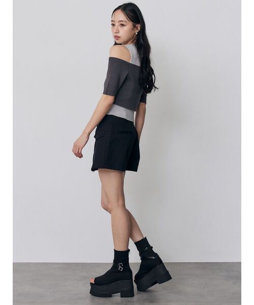 MURUA（ムルーア）の「オフショルカーデドッキングニット（ニット/セーター・レディース・レッド/グレー/ブラック/アイボリー・FREE）」の12枚目の写真