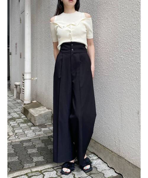 MURUA（ムルーア）の「オフショルカーデドッキングニット（ニット/セーター・レディース・レッド/グレー/ブラック/アイボリー・FREE）」の22枚目の写真