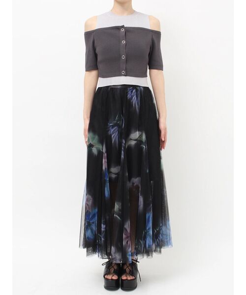 MURUA(ムルーア)の「オフショルカーデドッキングニット 夏服(ニット/セーター・レディース・レッド/グレー/ブラック/アイボリー・FREE)」の5枚目の写真