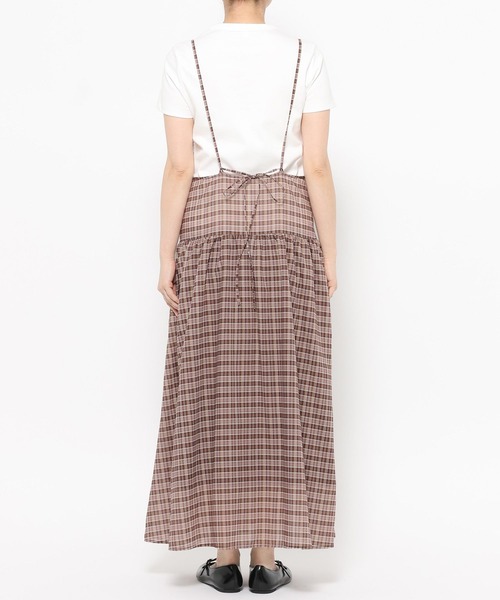 LOWRYS FARM(ローリーズファーム)の「チェックキャミワンピース 668482(ワンピース・レディース・ブラウン/アイボリー/イエロー・FREE)」の6枚目の写真
