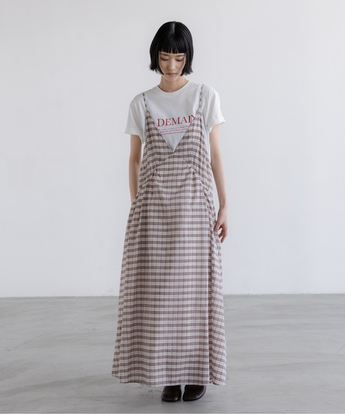 LOWRYS FARM(ローリーズファーム)の「チェックキャミワンピース 668482(ワンピース・レディース・ブラウン/アイボリー/イエロー・FREE)」の22枚目の写真
