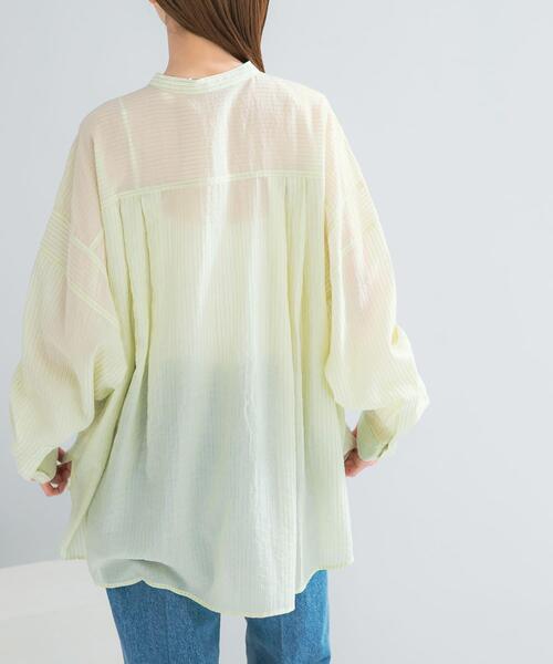 URBAN RESEARCH ROSSO WOMEN（アーバンリサーチ　ロッソ）の「CHIGNON　シアーストライプオーバーシャツ（シャツ/ブラウス・レディース・ミント/ホワイト・FREE）」の5枚目の写真