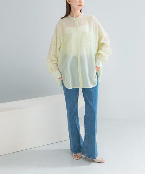 URBAN RESEARCH ROSSO WOMEN（アーバンリサーチ　ロッソ）の「CHIGNON　シアーストライプオーバーシャツ（シャツ/ブラウス・レディース・ミント/ホワイト・FREE）」の6枚目の写真