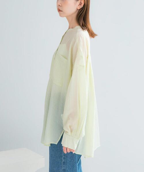 URBAN RESEARCH ROSSO WOMEN（アーバンリサーチ　ロッソ）の「CHIGNON　シアーストライプオーバーシャツ（シャツ/ブラウス・レディース・ミント/ホワイト・FREE）」の8枚目の写真