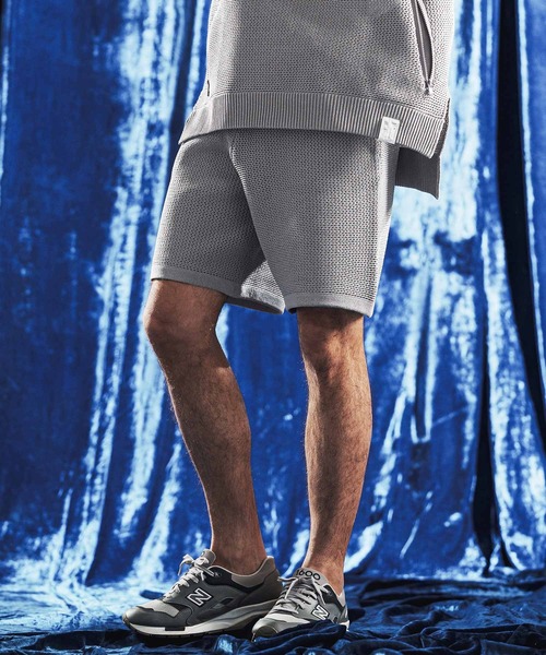 ANGENEHM(アンゲネーム)の「mp14887- Sheer Mesh Airy Knit Shorts ショートパンツ(AG06-004scg)(その他パンツ・メンズ・ミックスグレー/ブラック/ターコイズブルー/キナリ・L/M/S)」の3枚目の写真