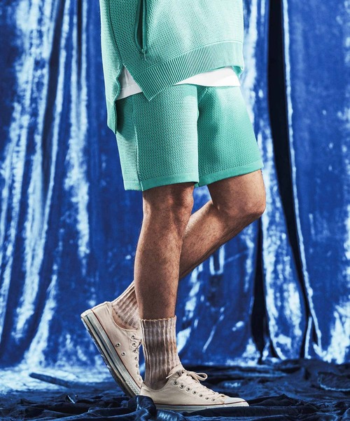 ANGENEHM(アンゲネーム)の「mp14887- Sheer Mesh Airy Knit Shorts ショートパンツ(AG06-004scg)(その他パンツ・メンズ・ミックスグレー/ブラック/ターコイズブルー/キナリ・L/M/S)」の4枚目の写真