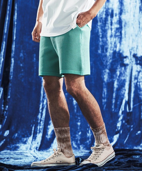 ANGENEHM(アンゲネーム)の「mp14887- Sheer Mesh Airy Knit Shorts ショートパンツ(AG06-004scg)(その他パンツ・メンズ・ミックスグレー/ブラック/ターコイズブルー/キナリ・L/M/S)」の5枚目の写真