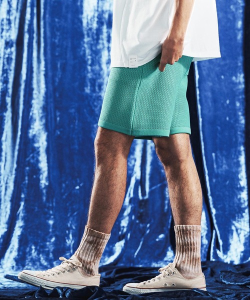 ANGENEHM(アンゲネーム)の「mp14887- Sheer Mesh Airy Knit Shorts ショートパンツ(AG06-004scg)(その他パンツ・メンズ・ミックスグレー/ブラック/ターコイズブルー/キナリ・L/M/S)」の7枚目の写真