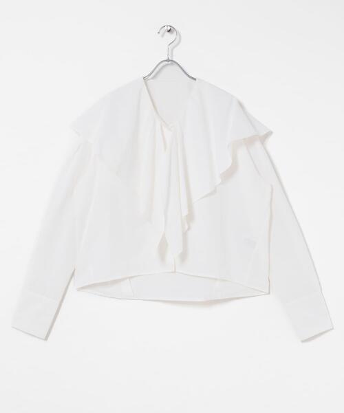 KBF（ケイビーエフ）の「ラッフルBIGカラーブラウス（シャツ/ブラウス・レディース・ブラック/オフホワイト・ONE）」の10枚目の写真