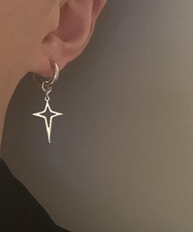 左耳用〉 クロスチャームフープピアス シルバー（ピアス（片耳用