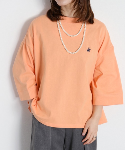 BEVERLY HILLS POLO CLUB(ビバリーヒルズポロクラブ)の「【BEVERLY HILLS POLO CLUB】ドロップワイドショートスリーブTee(Tシャツ/カットソー・レディース・ホワイト/オレンジ/ブラック/ブラウン・M)」の4枚目の写真