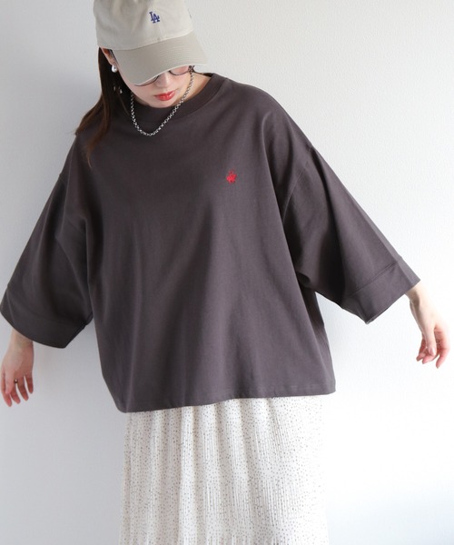 BEVERLY HILLS POLO CLUB(ビバリーヒルズポロクラブ)の「【BEVERLY HILLS POLO CLUB】ドロップワイドショートスリーブTee(Tシャツ/カットソー・レディース・ホワイト/オレンジ/ブラック/ブラウン・M)」の2枚目の写真