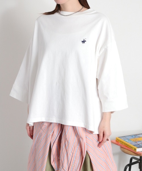 BEVERLY HILLS POLO CLUB(ビバリーヒルズポロクラブ)の「【BEVERLY HILLS POLO CLUB】ドロップワイドショートスリーブTee(Tシャツ/カットソー・レディース・ホワイト/オレンジ/ブラック/ブラウン・M)」の6枚目の写真