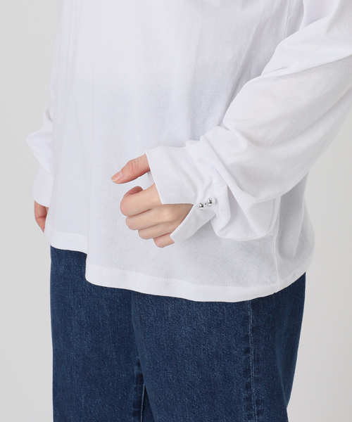 B.C STOCK(ベーセーストック)の「ファニーキャミ付きロンTEE(Tシャツ/カットソー・レディース・ブラック/アイボリー・FREE)」の4枚目の写真