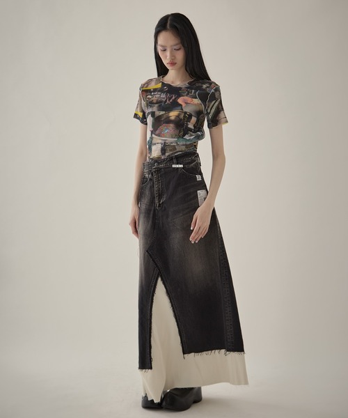 Maison MIHARA YASUHIRO（メゾンミハラヤスヒロ）の「【MIHARA YASUHIRO/ミハラヤスヒロ】DENIM PANTS COMBINED SKIRT/デニムパンツコンバインドスカート（デニムスカート・レディース・ブラック/ダークインディゴブルー・36/38）」の18枚目の写真