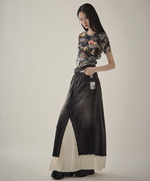 Maison MIHARA YASUHIRO（メゾンミハラヤスヒロ）の「【MIHARA YASUHIRO/ミハラヤスヒロ】DENIM PANTS COMBINED SKIRT/デニムパンツコンバインドスカート（デニムスカート・レディース・ブラック/ダークインディゴブルー・36/38）」の17枚目の写真