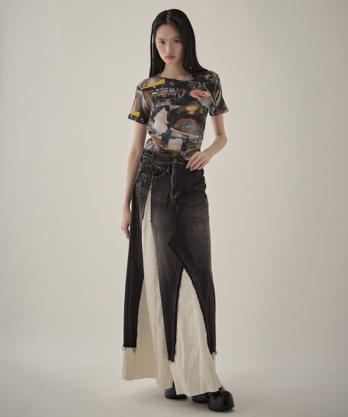 Maison MIHARA YASUHIRO（メゾンミハラヤスヒロ）の「【MIHARA YASUHIRO/ミハラヤスヒロ】DENIM PANTS COMBINED SKIRT/デニムパンツコンバインドスカート（デニムスカート・レディース・ブラック/ダークインディゴブルー・36/38）」の19枚目の写真