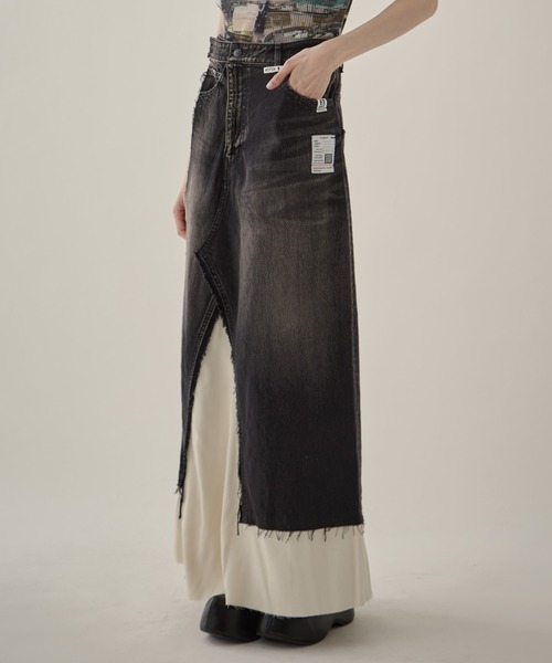 Maison MIHARA YASUHIRO（メゾンミハラヤスヒロ）の「【MIHARA YASUHIRO/ミハラヤスヒロ】DENIM PANTS COMBINED SKIRT/デニムパンツコンバインドスカート（デニムスカート・レディース・ブラック/ダークインディゴブルー・36/38）」の14枚目の写真