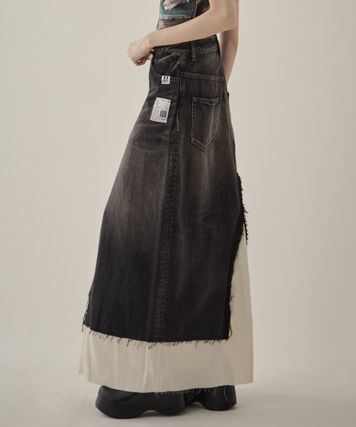 Maison MIHARA YASUHIRO（メゾンミハラヤスヒロ）の「【MIHARA YASUHIRO/ミハラヤスヒロ】DENIM PANTS COMBINED SKIRT/デニムパンツコンバインドスカート（デニムスカート・レディース・ブラック/ダークインディゴブルー・36/38）」の13枚目の写真