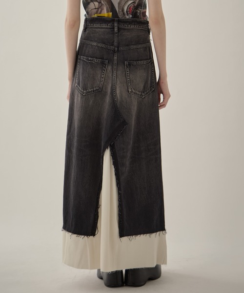 Maison MIHARA YASUHIRO（メゾンミハラヤスヒロ）の「【MIHARA YASUHIRO/ミハラヤスヒロ】DENIM PANTS COMBINED SKIRT/デニムパンツコンバインドスカート（デニムスカート・レディース・ブラック/ダークインディゴブルー・36/38）」の12枚目の写真