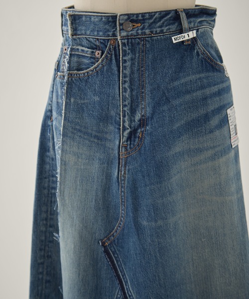 Maison MIHARA YASUHIRO（メゾンミハラヤスヒロ）の「【MIHARA YASUHIRO/ミハラヤスヒロ】DENIM PANTS COMBINED SKIRT/デニムパンツコンバインドスカート（デニムスカート・レディース・ブラック/ダークインディゴブルー・36/38）」の9枚目の写真