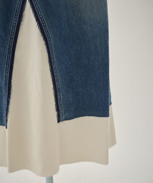 Maison MIHARA YASUHIRO（メゾンミハラヤスヒロ）の「【MIHARA YASUHIRO/ミハラヤスヒロ】DENIM PANTS COMBINED SKIRT/デニムパンツコンバインドスカート（デニムスカート・レディース・ブラック/ダークインディゴブルー・36/38）」の5枚目の写真