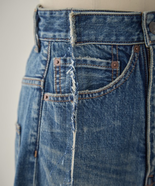 Maison MIHARA YASUHIRO（メゾンミハラヤスヒロ）の「【MIHARA YASUHIRO/ミハラヤスヒロ】DENIM PANTS COMBINED SKIRT/デニムパンツコンバインドスカート（デニムスカート・レディース・ブラック/ダークインディゴブルー・36/38）」の7枚目の写真