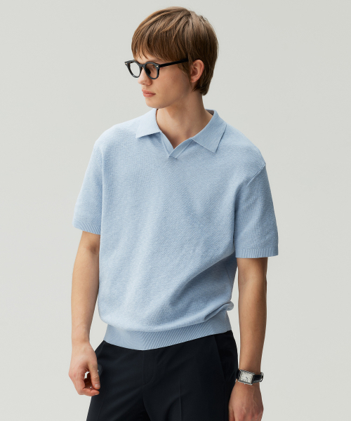 MINDBRIDGE(マインドブリッジ)の「リネンライクカラー半袖ニット - 4カラー(Tシャツ/カットソー・メンズ・スカイブルー/ネイビー/カーキ/アイボリー・100/110/95/105)」の15枚目の写真