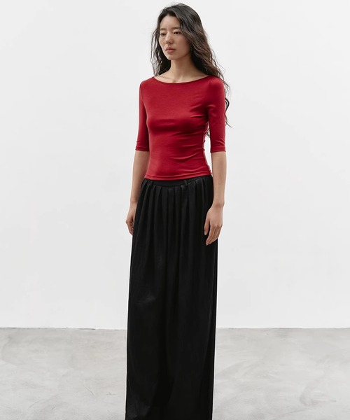 EIGHTHMONTH（エイスマンス）の「バックオープンリボントップス EM26s068【EIGHTHMONTH】（Tシャツ/カットソー・レディース・レッド/ブラック・S/M）」の8枚目の写真