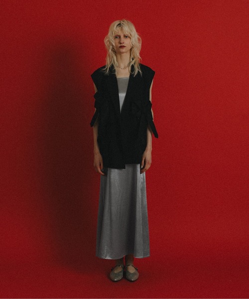 et.UNiVER(エトユニベール)の「Ribbon JK+Satin OP(ドレス・レディース・ブラック×グレー/ブラウン系1・LARGE/MEDIUM/SMALL)」の3枚目の写真