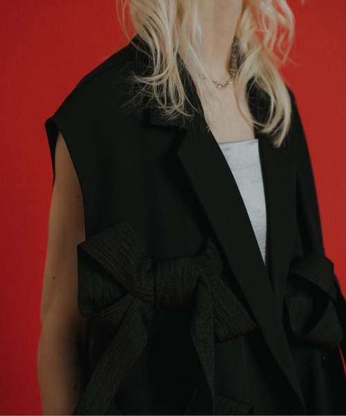 et.UNiVER(エトユニベール)の「Ribbon JK+Satin OP(ドレス・レディース・ブラック×グレー/ブラウン系1・LARGE/MEDIUM/SMALL)」の9枚目の写真