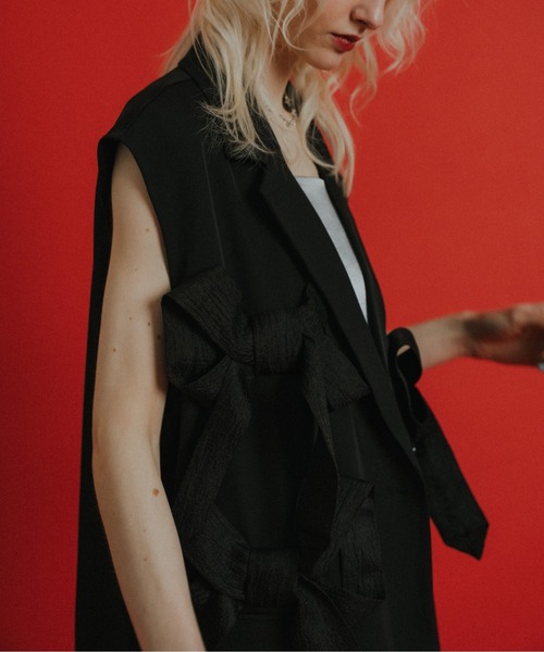et.UNiVER(エトユニベール)の「Ribbon JK+Satin OP(ドレス・レディース・ブラック×グレー/ブラウン系1・LARGE/MEDIUM/SMALL)」の11枚目の写真