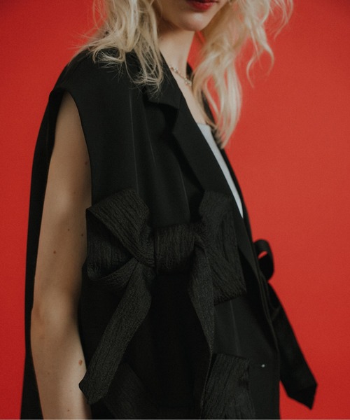 et.UNiVER(エトユニベール)の「Ribbon JK+Satin OP(ドレス・レディース・ブラック×グレー/ブラウン系1・LARGE/MEDIUM/SMALL)」の13枚目の写真