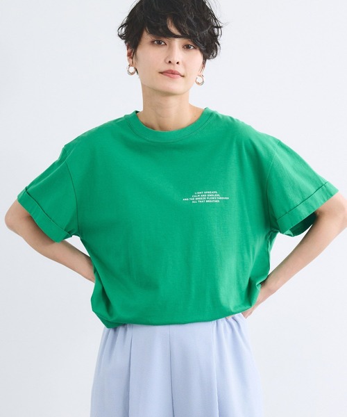 BARNYARDSTORM（バンヤードストーム）の「BARNYARDSTORM / ドライ天竺バックロゴT【吸水速乾 / JAPAN FABRIC】（Tシャツ/カットソー・レディース・ベージュ/ホワイト/グリーン・FREE）」の2枚目の写真